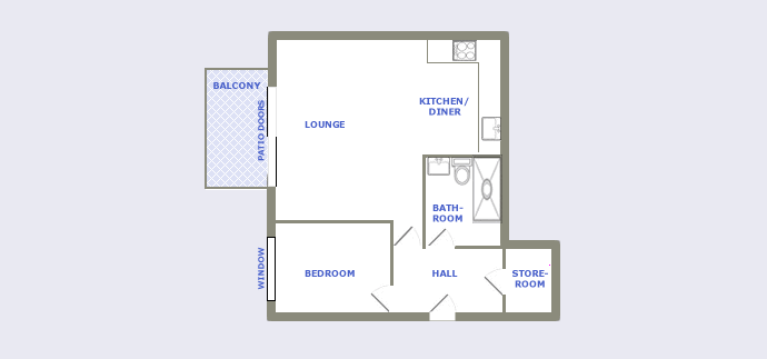 typical one bedroom apartment plan